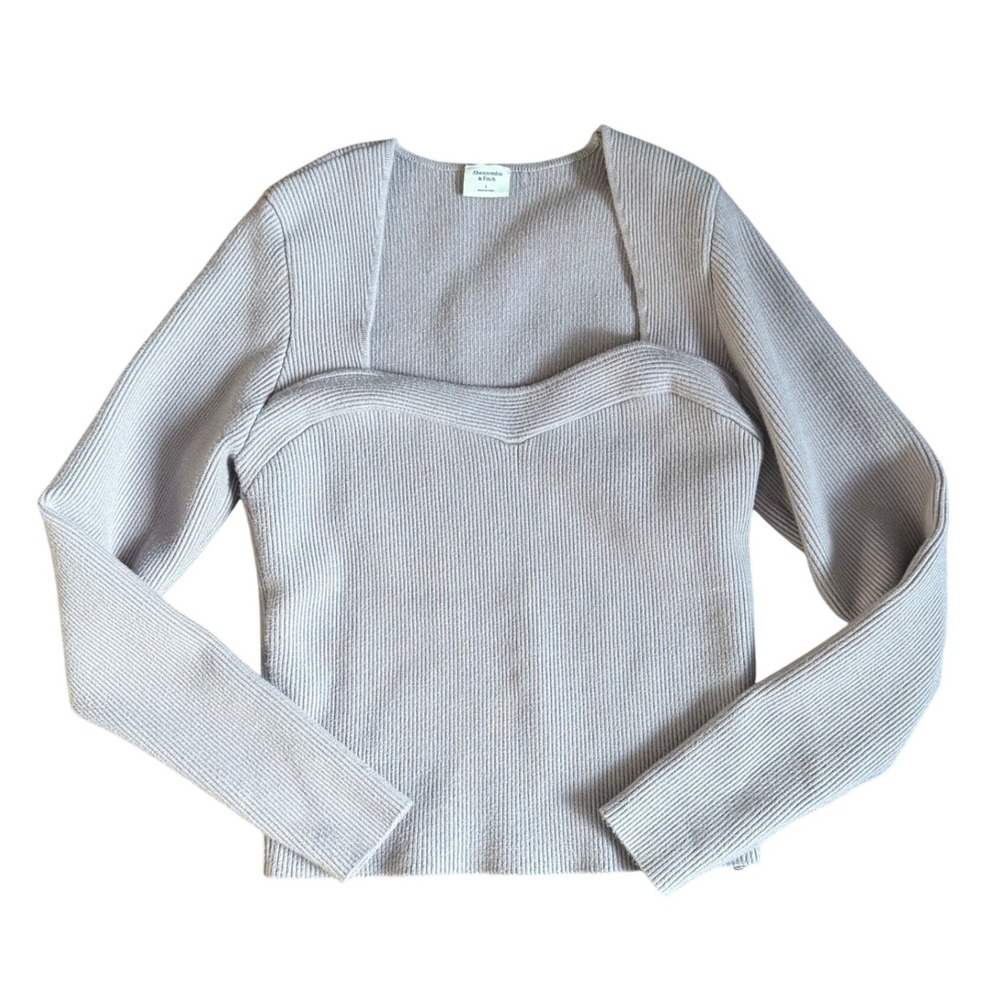Abercrombie & Fitch ribbed fitted long sleeve minimalist clean girl Large